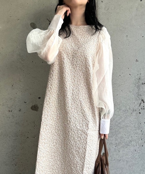 merrylatte(メリーラテ)の「花柄ロングドレスワンピース(ワンピース・レディース・ブラック/アイボリー・SMALL)」の13枚目の写真