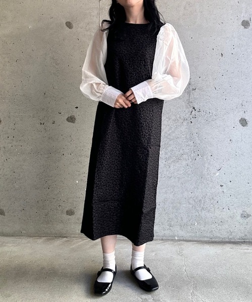 merrylatte(メリーラテ)の「花柄ロングドレスワンピース(ワンピース・レディース・ブラック/アイボリー・SMALL)」の21枚目の写真