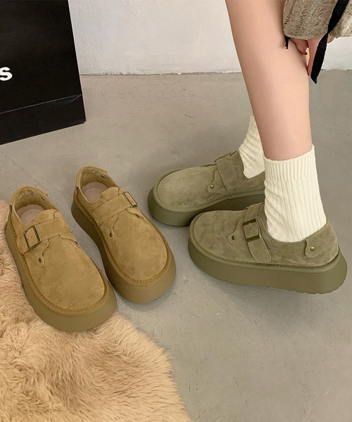 Miniministore(ミニミニストア)の「モカシンシューズ 厚底スエード調パンプス(モカシン/デッキシューズ・レディース・カーキ/キャメル・23.0cm/22.5cm/24.5cm/24.0cm/23.5cm)」の11枚目の写真
