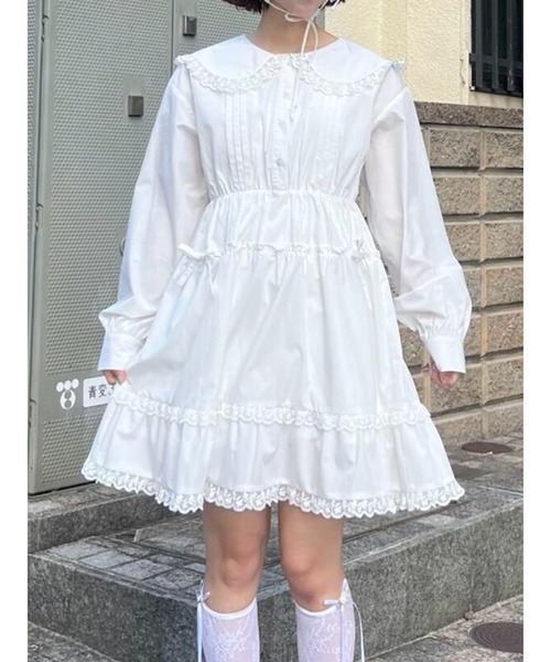 merry jenny ピンタックフレアミニワンピース オフホワイト ピンタックフレアミニワンピース｜メリージェニー（merry jenny