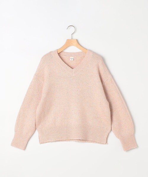 NOLLEY'S LIGHT（ノーリーズライト）の「ラメスパンコール Vネックプルオーバーニット（ニット/セーター・レディース・ミント/ピンク/ホワイト・38）」の3枚目の写真