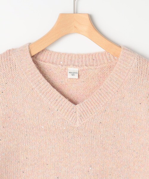 NOLLEY'S LIGHT（ノーリーズライト）の「ラメスパンコール Vネックプルオーバーニット（ニット/セーター・レディース・ミント/ピンク/ホワイト・38）」の6枚目の写真