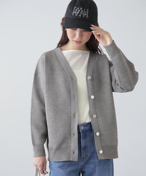 FREE'S MART（フリーズマート）の「◆［MFM］ラメジャガード金ボタンカーディガン（カーディガン/ボレロ・レディース・ホワイト/グレー/ピンク・FREE）」の2枚目の写真