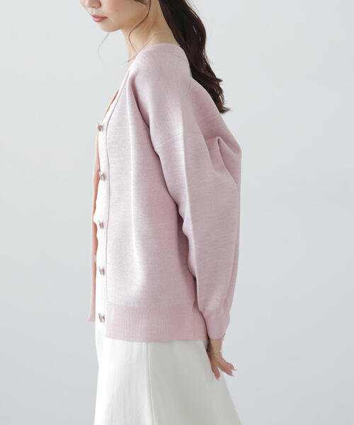 FREE'S MART（フリーズマート）の「◆［MFM］ラメジャガード金ボタンカーディガン（カーディガン/ボレロ・レディース・ホワイト/グレー/ピンク・FREE）」の13枚目の写真