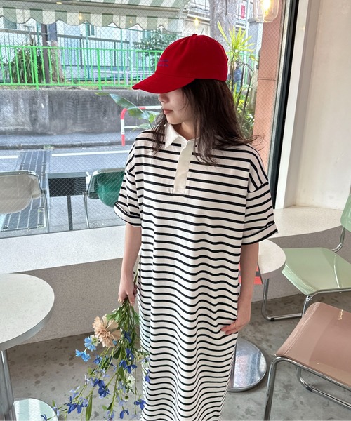 PILIT（ピリット）の「ラガーシャツOP（ワンピース・レディース・グリーン/ブラック/ピンク・MEDIUM）」の18枚目の写真