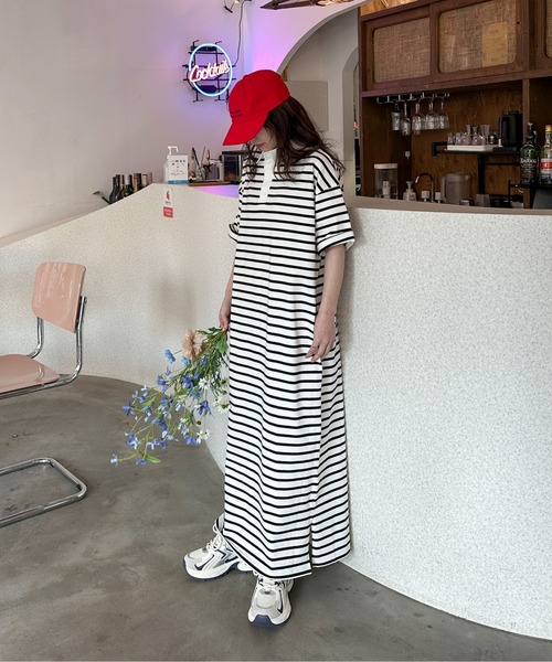 PILIT（ピリット）の「ラガーシャツOP（ワンピース・レディース・グリーン/ブラック/ピンク・MEDIUM）」の19枚目の写真