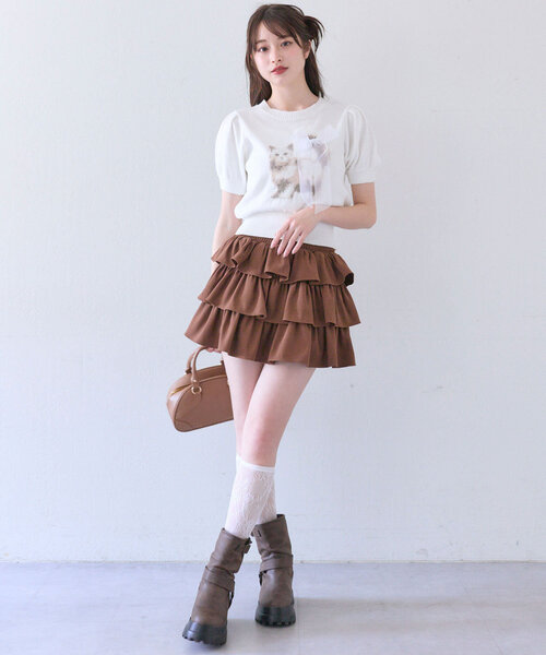 OLIVE des OLIVE（オリーブデオリーブ）の「アニマルジャガードニット（ニット/セーター・レディース・イエロー/サックスブルー/オフホワイト/ネイビー・FREE）」の18枚目の写真