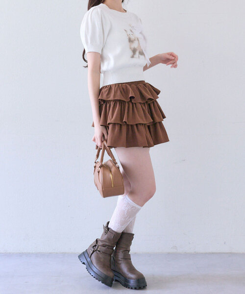 OLIVE des OLIVE（オリーブデオリーブ）の「アニマルジャガードニット（ニット/セーター・レディース・イエロー/サックスブルー/オフホワイト/ネイビー・FREE）」の19枚目の写真