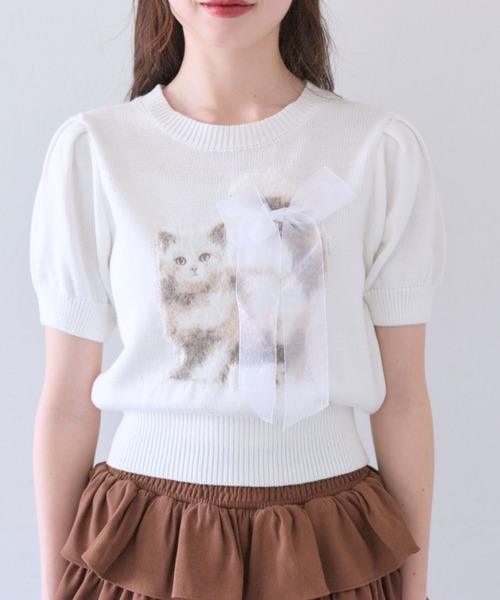 OLIVE des OLIVE（オリーブデオリーブ）の「アニマルジャガードニット（ニット/セーター・レディース・イエロー/サックスブルー/オフホワイト/ネイビー・FREE）」の11枚目の写真