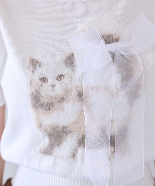 OLIVE des OLIVE（オリーブデオリーブ）の「アニマルジャガードニット（ニット/セーター・レディース・イエロー/サックスブルー/オフホワイト/ネイビー・FREE）」の8枚目の写真