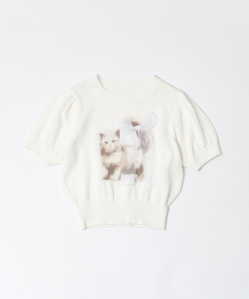 OLIVE des OLIVE（オリーブデオリーブ）の「アニマルジャガードニット（ニット/セーター・レディース・イエロー/サックスブルー/オフホワイト/ネイビー・FREE）」の14枚目の写真