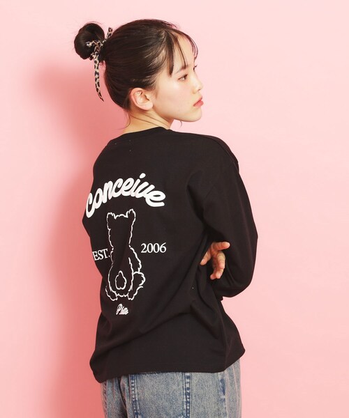 PINK-latte（ピンクラテ）の「【定番】クマちゃんロンT（Tシャツ/カットソー・キッズ・ベビーピンク/ライトベージュ/ブラック/アイボリー/グリーン系・16/15 /14/13）」の20枚目の写真