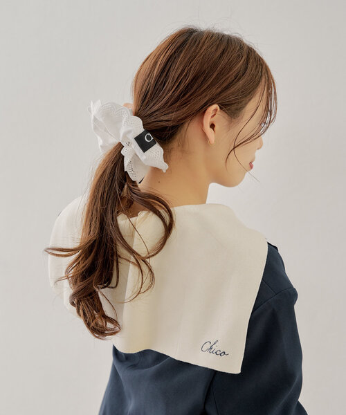 MIKO フリル付きシュシュ 多色 ビッグシュシュ Women's （ホワイトマルチ） - PICHU PICHU TOKYO