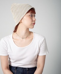 RACAL（ラカル）の「Lace Knitting Stripe Beanie / 透かし編みダブルニットボーダービーニー（ニットキャップ/ビーニー・レディース）」