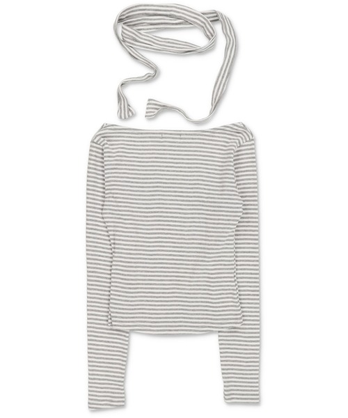 SPINNS（スピンズ）の「ZIP!で紹介されました♪ ウィッシュコア【セットアイテム】長袖ボーダーカットソー/タイつき（Tシャツ/カットソー・レディース・ブラック系その他/グレー系その他/ブラック×ホワイト・ONESIZE）」の21枚目の写真