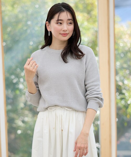 ANY(エニィ)の「シャイニーコットンニット(ニット/セーター・レディース・ライトグレー系/ベージュ系・4)」の1枚目の写真