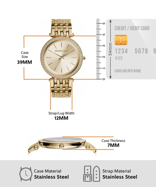 MICHAEL KORS(マイケルコース)の「マイケル・コース 腕時計 レディース アナログ ステンレス MK3191(アナログ腕時計・レディース・GOLD・FREE)」の7枚目の写真