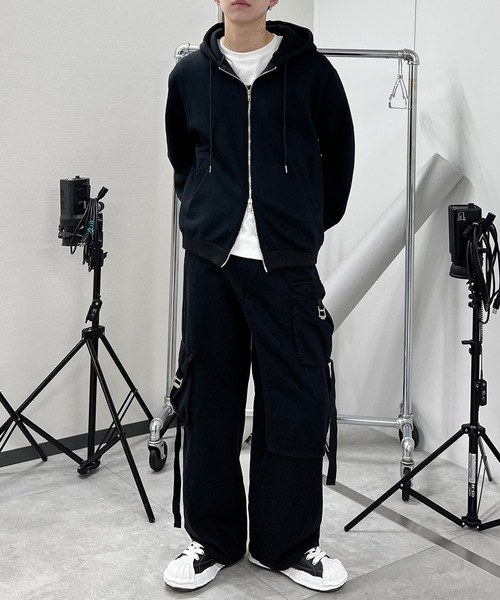 Figments（フィグメンツ）の「ダブルZIPビッグパーカー（パーカー・レディース・グレー/スミクロ/ブラック・X-LARGE/LARGE）」の7枚目の写真