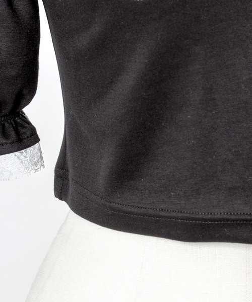 AVENCHUMU(アバンチュウム)の「Rhinestone logo puff sleeve tops(Tシャツ/カットソー・レディース・ピンク/ブラック×ホワイト/ブラック・FREE)」の15枚目の写真