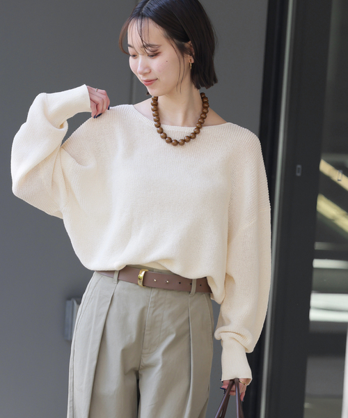 JOURNAL STANDARD relume（ジャーナルスタンダード　レリューム）の「畔リネンニュアンスプルオーバー（ニット/セーター・レディース・ベージュ/グリーン/アイボリー・FREE）」の2枚目の写真