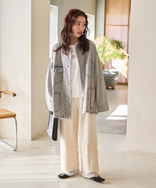 FREAK'S STORE(フリークスストア)の「限定展開 レース パッチワーク パンツ(その他パンツ・レディース・ブラック/ナチュラル・フリ-)」の3枚目の写真