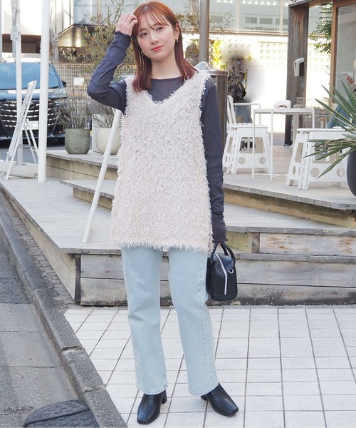 tiptop（ティップトップ）の「【丈が選べる】前後2wayフリンジベスト（ベスト・レディース・ホワイト系その他/アイボリー/ブラック/グレー系その他/グレー/ブラック系その他/ホワイト系その他3/ブラック系その他2/ホワイト系その他2/ブラック系その他3・SHORT/LONG）」の21枚目の写真