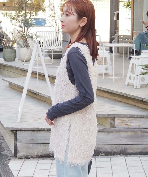 tiptop（ティップトップ）の「【丈が選べる】前後2wayフリンジベスト（ベスト・レディース・ホワイト系その他/アイボリー/ブラック/グレー系その他/グレー/ブラック系その他/ホワイト系その他3/ブラック系その他2/ホワイト系その他2/ブラック系その他3・SHORT/LONG）」の22枚目の写真