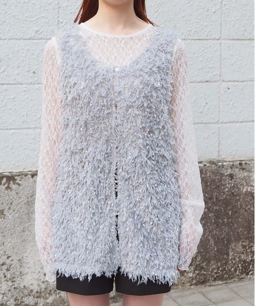 tiptop（ティップトップ）の「【丈が選べる】前後2wayフリンジベスト（ベスト・レディース・ホワイト系その他/アイボリー/ブラック/グレー系その他/グレー/ブラック系その他/ホワイト系その他3/ブラック系その他2/ホワイト系その他2/ブラック系その他3・SHORT/LONG）」の11枚目の写真