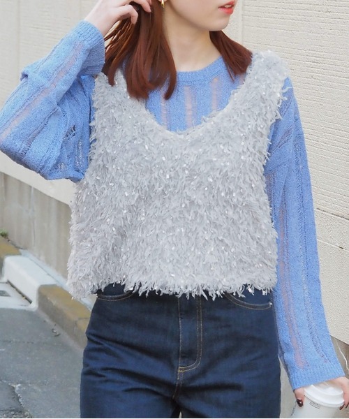 tiptop（ティップトップ）の「【丈が選べる】前後2wayフリンジベスト（ベスト・レディース・ホワイト系その他/アイボリー/ブラック/グレー系その他/グレー/ブラック系その他/ホワイト系その他3/ブラック系その他2/ホワイト系その他2/ブラック系その他3・SHORT/LONG）」の12枚目の写真