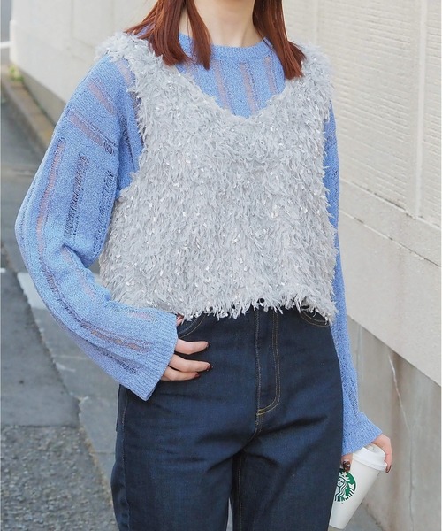 tiptop（ティップトップ）の「【丈が選べる】前後2wayフリンジベスト（ベスト・レディース・ホワイト系その他/アイボリー/ブラック/グレー系その他/グレー/ブラック系その他/ホワイト系その他3/ブラック系その他2/ホワイト系その他2/ブラック系その他3・SHORT/LONG）」の13枚目の写真