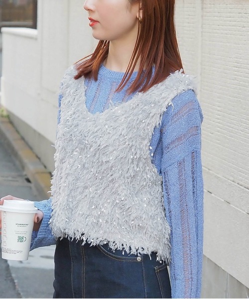 tiptop（ティップトップ）の「【丈が選べる】前後2wayフリンジベスト（ベスト・レディース・ホワイト系その他/アイボリー/ブラック/グレー系その他/グレー/ブラック系その他/ホワイト系その他3/ブラック系その他2/ホワイト系その他2/ブラック系その他3・SHORT/LONG）」の15枚目の写真