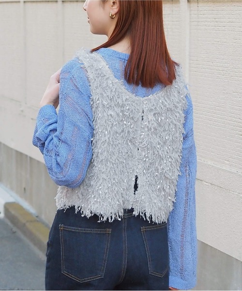 tiptop（ティップトップ）の「【丈が選べる】前後2wayフリンジベスト（ベスト・レディース・ホワイト系その他/アイボリー/ブラック/グレー系その他/グレー/ブラック系その他/ホワイト系その他3/ブラック系その他2/ホワイト系その他2/ブラック系その他3・SHORT/LONG）」の16枚目の写真