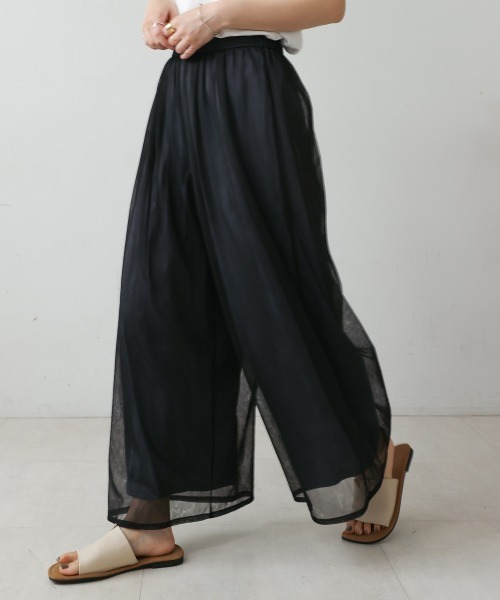 Bou Jeloud（ブージュルード）の「チュールワイドパンツ（その他パンツ・レディース・グレー/ブラック・38）」の2枚目の写真
