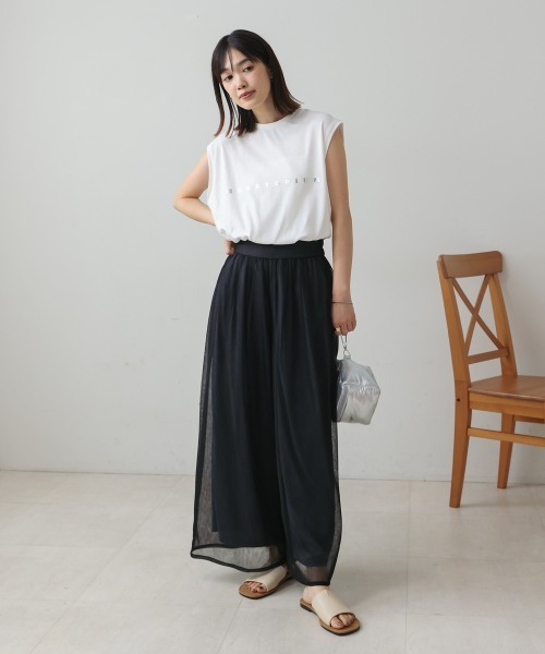 Bou Jeloud（ブージュルード）の「チュールワイドパンツ（その他パンツ・レディース・グレー/ブラック・38）」の4枚目の写真