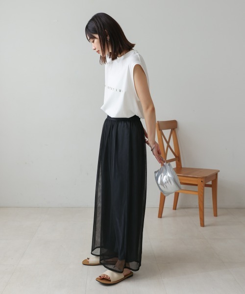 Bou Jeloud（ブージュルード）の「チュールワイドパンツ（その他パンツ・レディース・グレー/ブラック・38）」の7枚目の写真