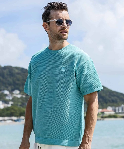 1PIU1UGUALE3  RELAX （ウノピゥウノウグァーレトレ リラックス）の「1PIU1UGUALE3 RELAX(ウノピゥウノウグァーレトレ リラックス)ワンポイントロゴ ロゴ刺繍 ベーシック 半袖ニットTシャツ 半袖Tシャツ（Tシャツ/カットソー・メンズ・ホワイト/サックスブルー/ブラック・XL/L/M/S）」の21枚目の写真