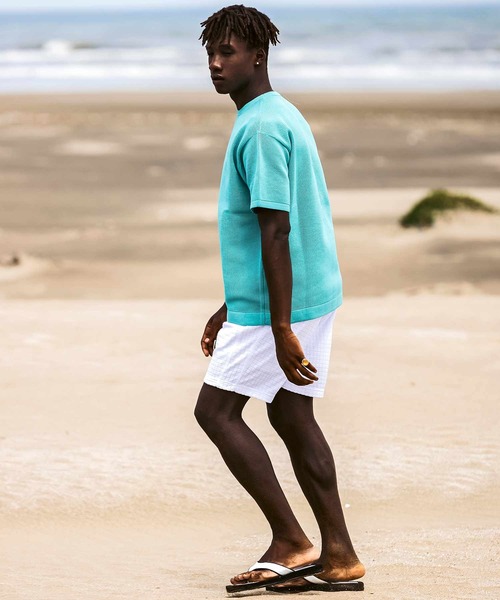 1PIU1UGUALE3  RELAX （ウノピゥウノウグァーレトレ リラックス）の「1PIU1UGUALE3 RELAX(ウノピゥウノウグァーレトレ リラックス)ワンポイントロゴ ロゴ刺繍 ベーシック 半袖ニットTシャツ 半袖Tシャツ（Tシャツ/カットソー・メンズ・ホワイト/サックスブルー/ブラック・XL/L/M/S）」の16枚目の写真