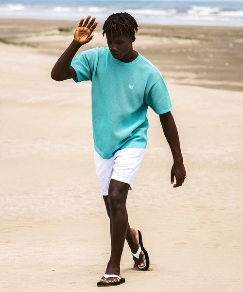 1PIU1UGUALE3  RELAX （ウノピゥウノウグァーレトレ リラックス）の「1PIU1UGUALE3 RELAX(ウノピゥウノウグァーレトレ リラックス)ワンポイントロゴ ロゴ刺繍 ベーシック 半袖ニットTシャツ 半袖Tシャツ（Tシャツ/カットソー・メンズ・ホワイト/サックスブルー/ブラック・XL/L/M/S）」の17枚目の写真