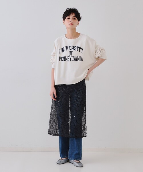 OPAQUE.CLIP（オペークドットクリップ）の「シアーレーススパンコールスカート【洗濯機洗い可】（スカート・レディース・ブラック/ホワイト・00）」の4枚目の写真