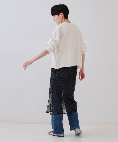 OPAQUE.CLIP（オペークドットクリップ）の「シアーレーススパンコールスカート【洗濯機洗い可】（スカート・レディース・ブラック/ホワイト・00）」の5枚目の写真