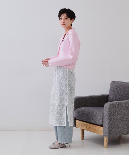 OPAQUE.CLIP（オペークドットクリップ）の「シアーレーススパンコールスカート【洗濯機洗い可】（スカート・レディース・ブラック/ホワイト・00）」の8枚目の写真