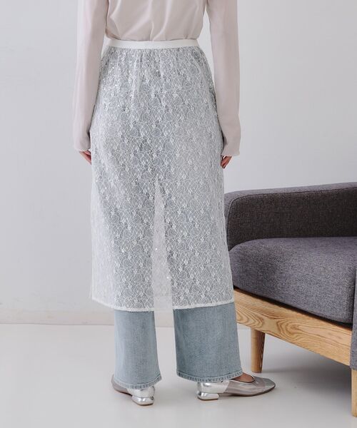 OPAQUE.CLIP（オペークドットクリップ）の「シアーレーススパンコールスカート【洗濯機洗い可】（スカート・レディース・ブラック/ホワイト・00）」の13枚目の写真