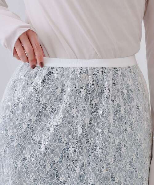 OPAQUE.CLIP（オペークドットクリップ）の「シアーレーススパンコールスカート【洗濯機洗い可】（スカート・レディース・ブラック/ホワイト・00）」の14枚目の写真