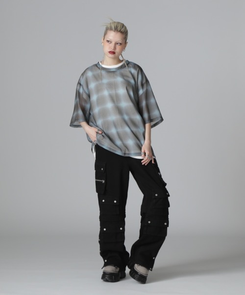 DANKE SCHON(ダンケシェーン)の「DankeSchon/ダンケシェーン/OMBRE CHECK MESH T-SHIRTS(Tシャツ/カットソー・レディース・ブラウン/ブラック・L/M)」の10枚目の写真