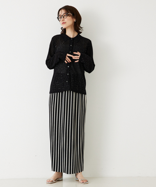 abahouse mavie(アバハウスマヴィ)の「【アンサンブル対応】スパンコールシアーニットシャツ/春服/夏服(カーディガン/ボレロ・レディース・アイボリー/ブラウン/ブラック/セージグリーン・フリー)」の11枚目の写真