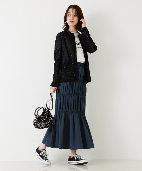 abahouse mavie(アバハウスマヴィ)の「【アンサンブル対応】スパンコールシアーニットシャツ/春服/夏服(カーディガン/ボレロ・レディース・アイボリー/ブラウン/ブラック/セージグリーン・フリー)」の22枚目の写真