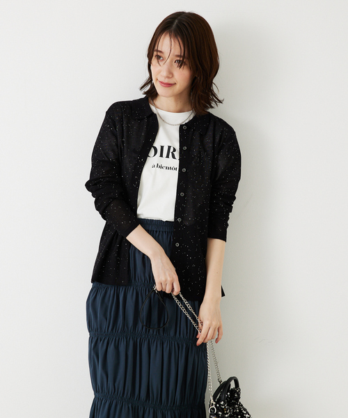 abahouse mavie(アバハウスマヴィ)の「【アンサンブル対応】スパンコールシアーニットシャツ/春服/夏服(カーディガン/ボレロ・レディース・アイボリー/ブラウン/ブラック/セージグリーン・フリー)」の21枚目の写真