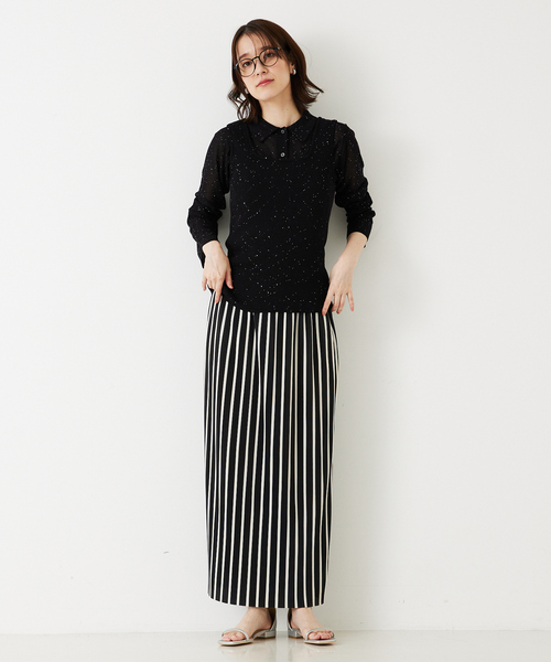 abahouse mavie(アバハウスマヴィ)の「【アンサンブル対応】スパンコールシアーニットシャツ/春服/夏服(カーディガン/ボレロ・レディース・アイボリー/ブラウン/ブラック/セージグリーン・フリー)」の20枚目の写真