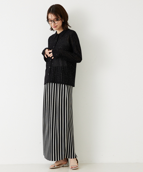 abahouse mavie(アバハウスマヴィ)の「【アンサンブル対応】スパンコールシアーニットシャツ/春服/夏服(カーディガン/ボレロ・レディース・アイボリー/ブラウン/ブラック/セージグリーン・フリー)」の18枚目の写真