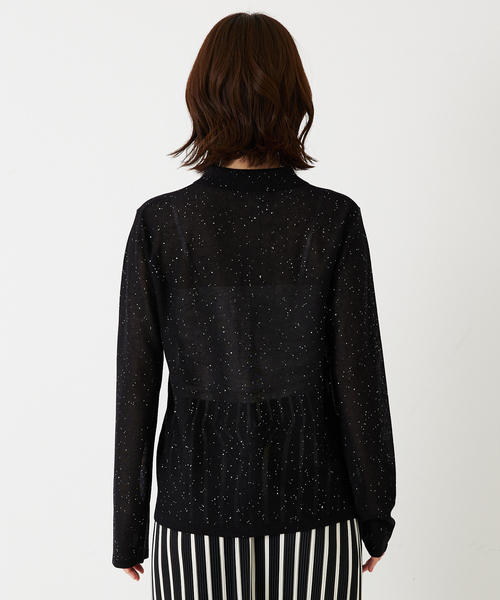 abahouse mavie(アバハウスマヴィ)の「【アンサンブル対応】スパンコールシアーニットシャツ/春服/夏服(カーディガン/ボレロ・レディース・アイボリー/ブラウン/ブラック/セージグリーン・フリー)」の14枚目の写真